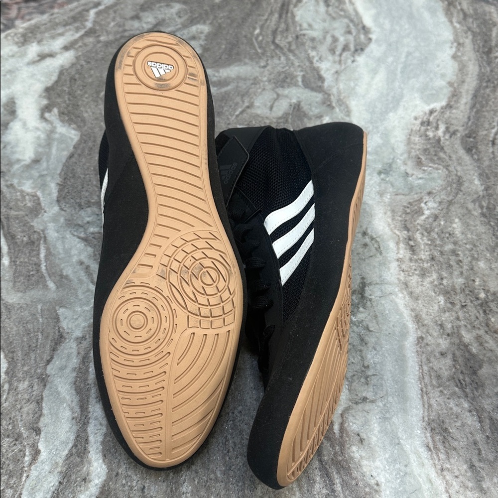 NWT Adidas HVC Wrestling Shoes Sneakers Black White Lightweight Grappling Sz 16 - Picture 7 of 10